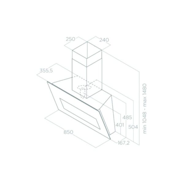 Kích thước máy hút mùi áp tường Elica BLOOM-S DEKT/A/85 PRF0164475