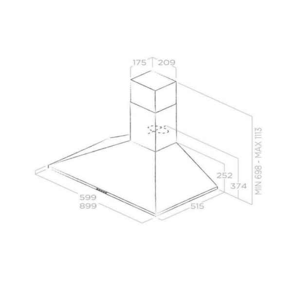 Kích thước máy hút mùi áp tường Elica TAMAYA PB IX/A/70 PRF0010723A