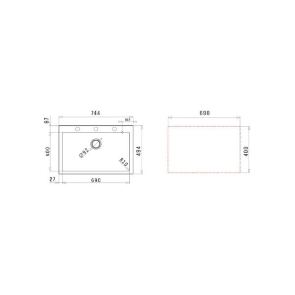 Thiết kế của chậu rửa bát Elica Pyragranite Istros 1B Iron Carbon 70049211