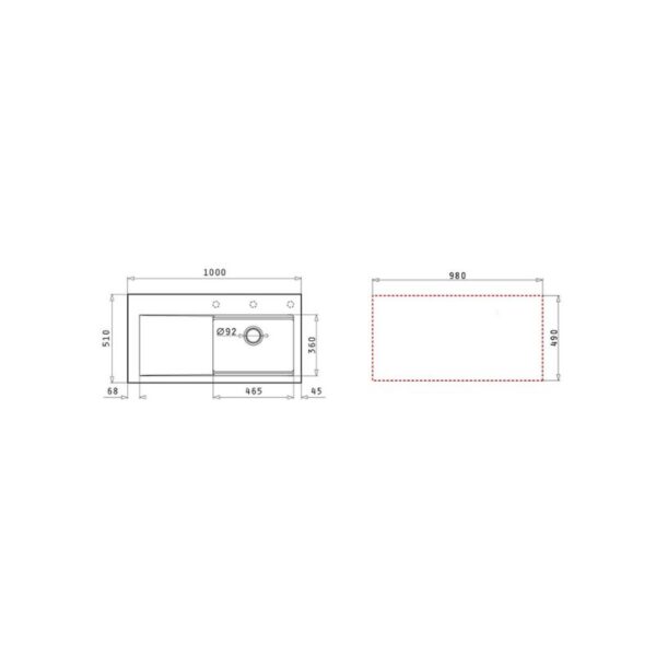 Thiết kế của chậu rửa bát Elica Tekton 1B 1D Snow 70017211