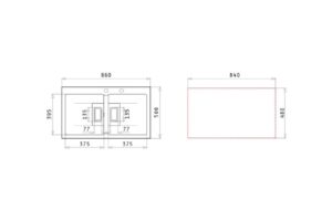 Thiết kế của chậu rửa chén đá 2 hố Elica Pyragranite Kartesio 2B Carbon 70053911