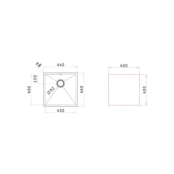 Thiết kế của chậu rửa chén inox 1 hố Elica Tetragon 1B 100090201