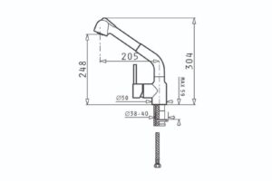 Thiết kế của vòi rửa bát Elica Balata Iron Grey 90912201