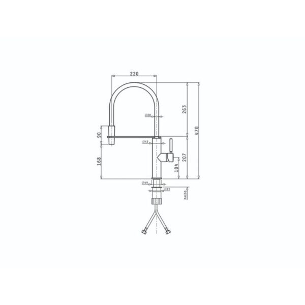 Thiết kế của vòi rửa chén Elica Cornetta Black Rubber 090920201