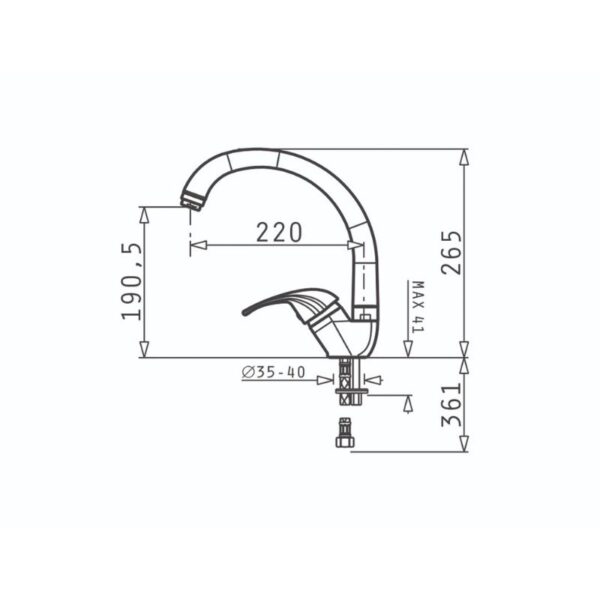 Thiết kế của vòi rửa chén Elica Mezzo Grainte Iron Grey 90913701