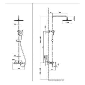 Kích thước sen cây tắm nóng lạnh Paul Schmitt PA503R