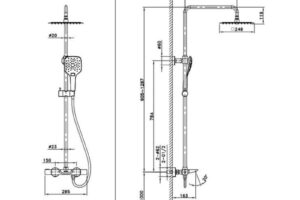 Kích thước sen cây tắm nóng lạnh Paul Schmitt PA503R