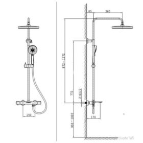 Kích thước sen cây tắm nóng lạnh Paul Schmitt PA504R