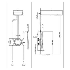 Kích thước sen tắm âm tường nóng lạnh Paul Schmitt PA603W