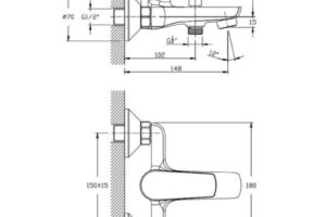 Kích thước sen tắm nóng lạnh Paul Schmitt PA013B