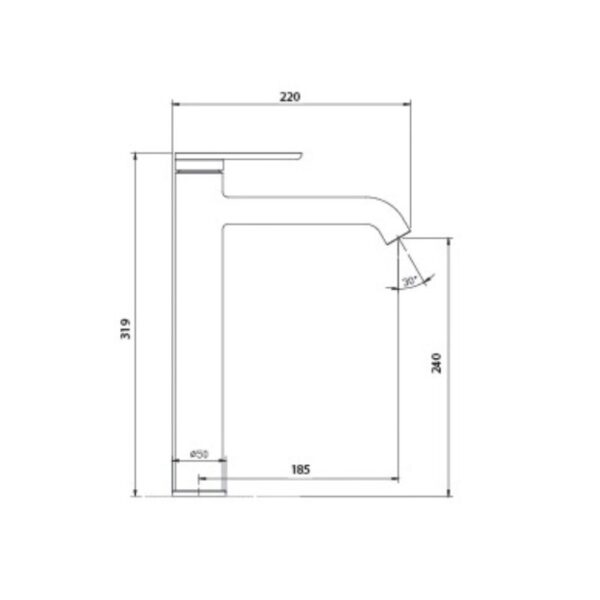 Kích thước vòi chậu lavabo nóng lạnh Paul Schmitt PA015FH