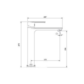 Kích thước vòi chậu lavabo nóng lạnh Paul Schmitt PA016FH