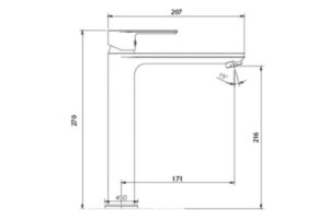 Kích thước vòi chậu lavabo nóng lạnh Paul Schmitt PA016FH