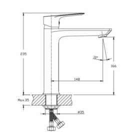 Kích thước vòi chậu lavabo nóng lạnh Paul Schmitt PA017FM