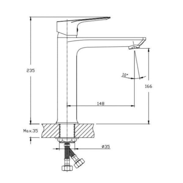 Kích thước vòi chậu lavabo nóng lạnh Paul Schmitt PA017FM