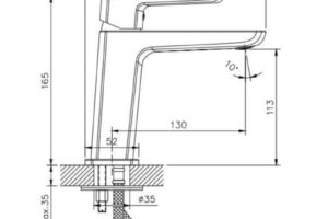 Kích thước vòi chậu lavabo nóng lạnh Paul Schmitt PA018F