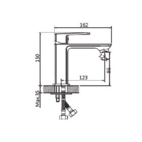 Kích thước vòi chậu lavabo nóng lạnh Paul Schmitt PA019F