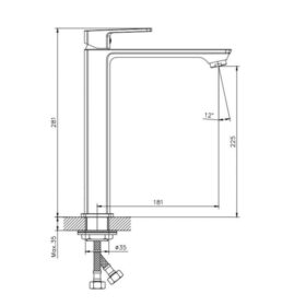 Kích thước vòi chậu lavabo nóng lạnh Paul Schmitt PA019FH