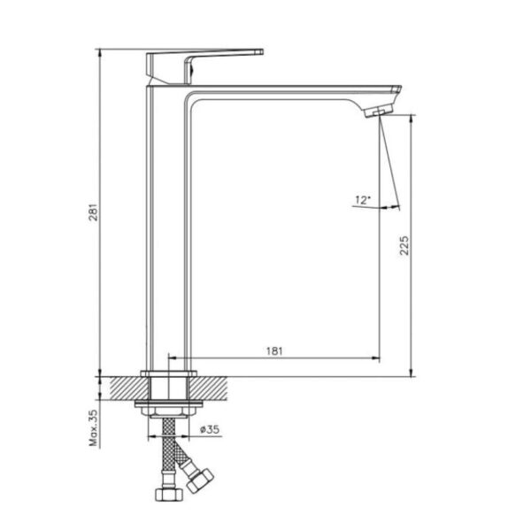 Kích thước vòi chậu lavabo nóng lạnh Paul Schmitt PA019FH