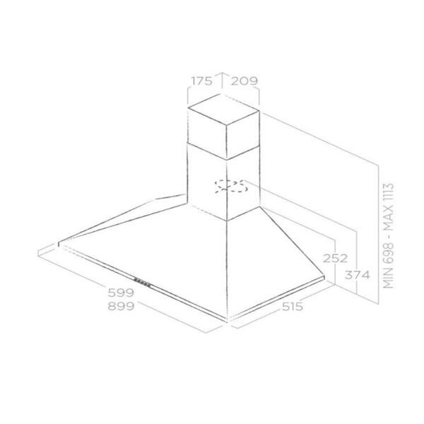 Kích thước máy hút mùi áp tường Elica PRF0051814