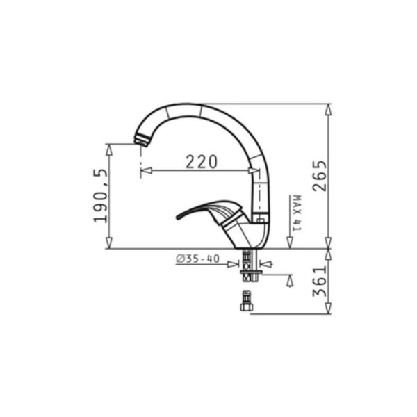 Thiết kế của vòi rửa chén Elica Mezzo Chrome 95181001