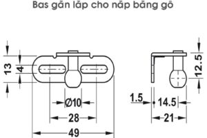 Bas lắp cho nắp gỗ pittong đẩy cánh tủ 80N Hafele 373.82.907