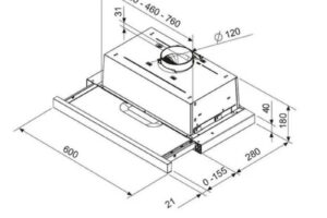 Kích thước máy hút mùi âm tủ Samsung NK24M1030IS/UR