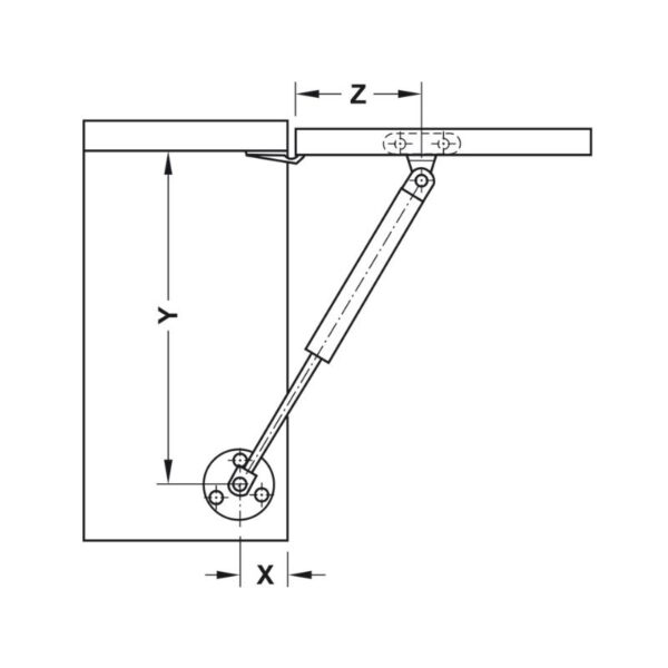 Lắp đặt pittong đẩy cánh tủ 80N Hafele 373.82.907