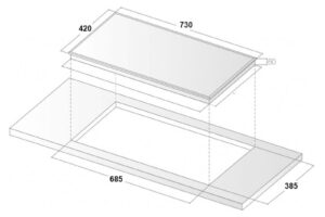 Kích thước bếp từ đôi Binova BI-1088GM lắp âm