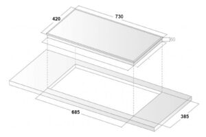 Kích thước bếp từ đôi Binova BI-1101Plus lắp âm