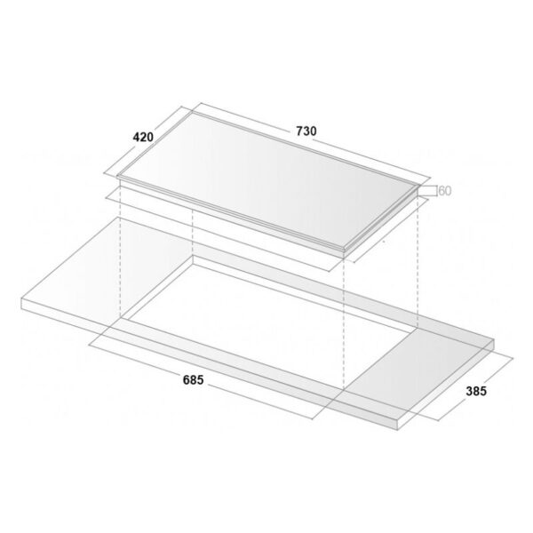 Kích thước bếp từ đôi Binova BI-1104IT lắp âm