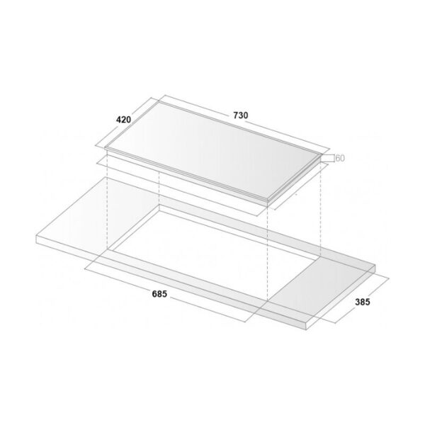 Kích thước bếp từ đôi Binova BI-1108TK lắp âm