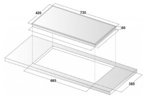 Kích thước bếp từ đôi Binova BI-566GM lắp âm