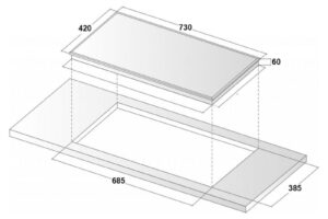 Kích thước bếp từ đôi Binova BI-202SP lắp âm