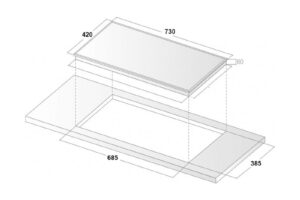 Kích thước bếp từ đôi Binova BI-555IDC lắp âm