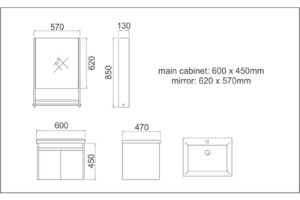 Kích thước bộ tủ chậu Gorlde GD-101