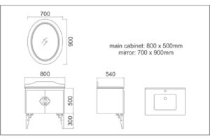 Kích thước bộ tủ chậu Gorlde GD-568