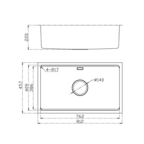 Kích thước chậu rửa bát Konox chống xước KN8146SU Dekor Basic