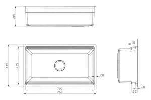 Kích thước chậu rửa bát Konox Workstation Undermount Sink KN7644SU Dekor