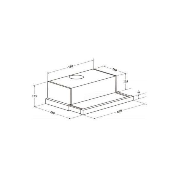 Kích thước máy hút mùi âm tủ Binova BI-26-B-06