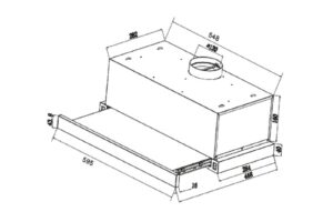 Kích thước máy hút mùi âm tủ Binova BI-26-GT-60