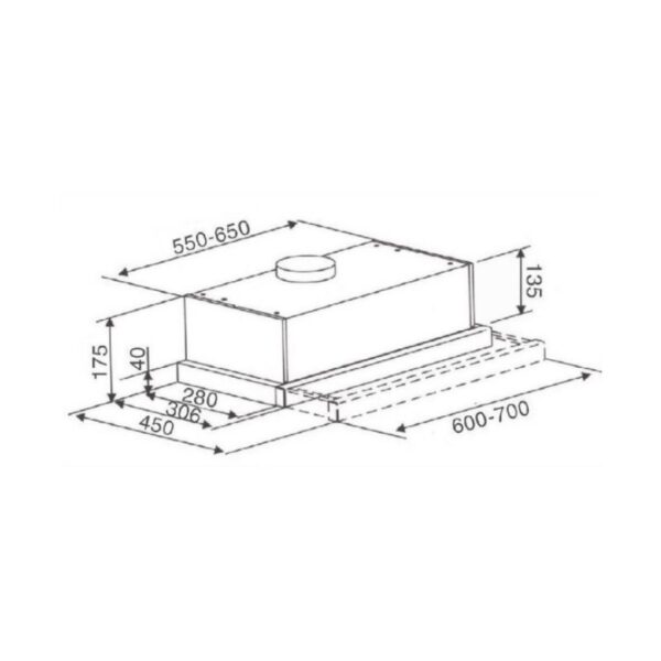 Kích thước máy hút mùi âm tủ Binova BI-28-B-06