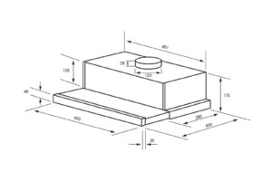 Kích thước máy hút mùi âm tủ Binova BI-28-W-09