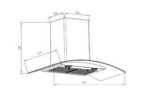 Kích thước máy hút mùi áp tường Binova BI-1700SH-70