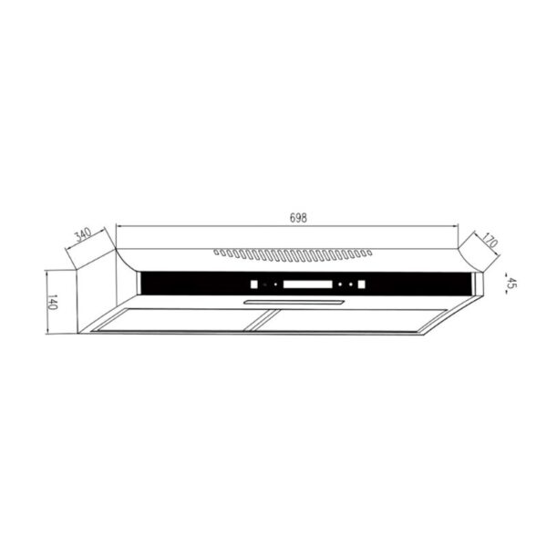 Kích thước máy hút mùi áp tường Binova BI-23-GT-07