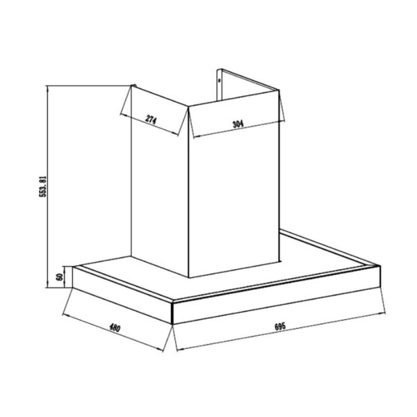 Kích thước máy hút mùi áp tường Binova BI-31-GT-07