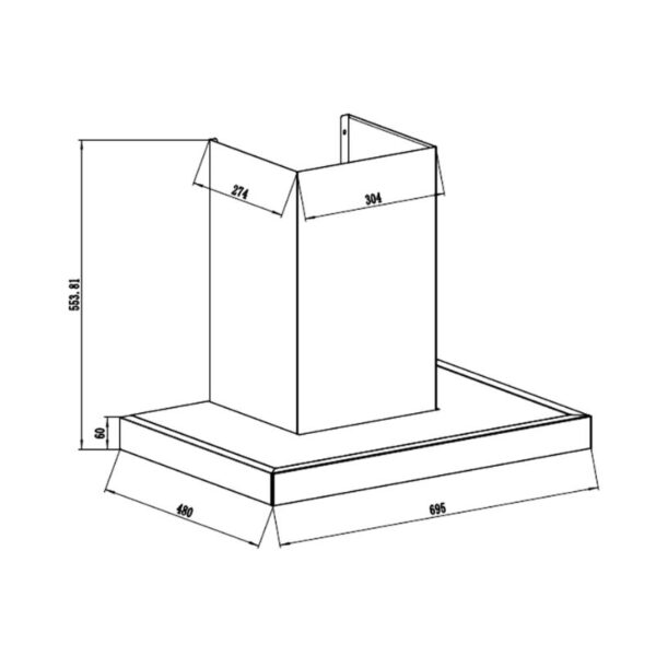 Kích thước máy hút mùi áp tường Binova BI-32-GT-09