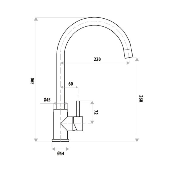 Kích thước vòi rửa bát nóng lạnh Binova VBI-25