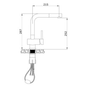 Kích thước vòi rửa bát nóng lạnh Konox KN1337 có dây rút