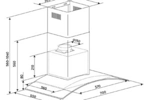 Kích thước máy hút mùi áp tường Binova BI-77-GT-07